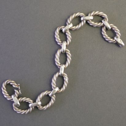 BRACELET GOURMETTE Vintage en argent (800/°°),...