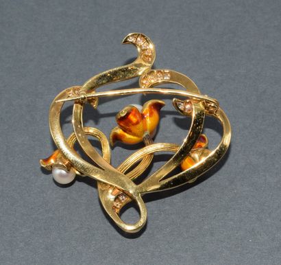 18k (750/°°) yellow gold BROCHURE hallmarked...