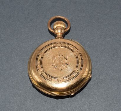 18k (750/°°) yellow gold GOUSSET WATCH, enameled...