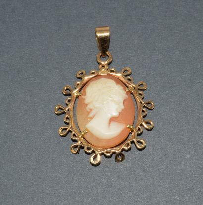 18k (750/°°) yellow gold cameo pendant with...