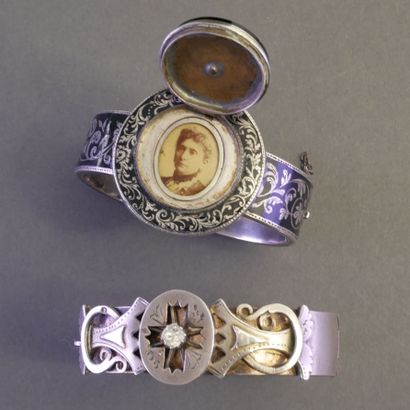 LOT OF TWO ANCIENT silver BRACELETS (min...