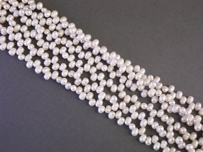 LONG NECKLACE with 3 rows of Baroque cultured...