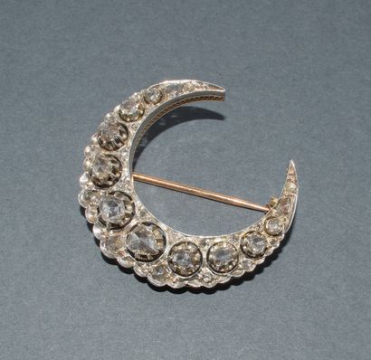 18k (750/°°) yellow gold and silver, rose-cut,...