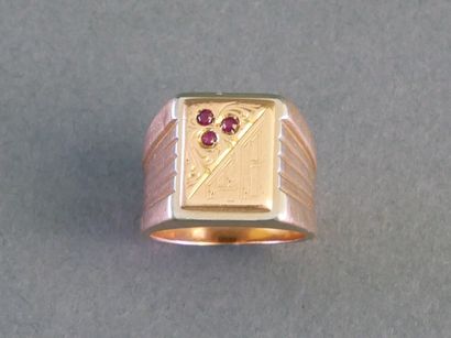 BAGUE CHEVALIERE pour homme en or jaune et...