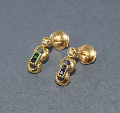 PARURE en or jaune 18k (750/°°) composée...