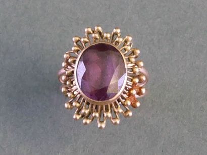 Antique 14k gold ring (585/°°) with a radiating...