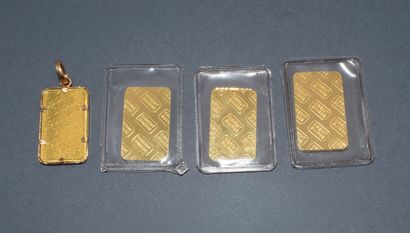 THREE 5-gram gold ingots in blister packs....