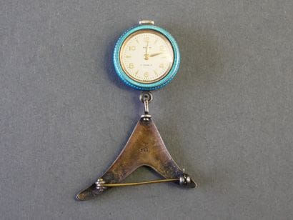 Silver NURSE'S WATCH (min. 800/°°) with enamel,...
