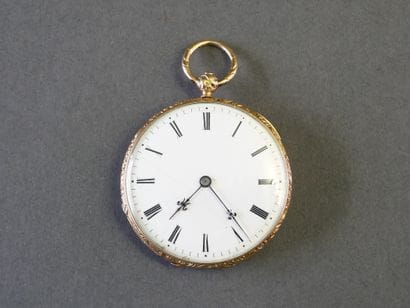 Gold POCKET WATCH, circa 1840
White enamel...