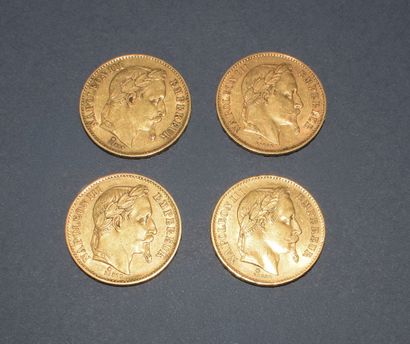 FOUR 20-franc gold coins.
Total weight: 25.71...