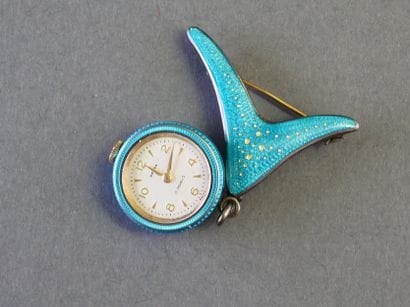 Silver NURSE'S WATCH (min. 800/°°) with enamel,...