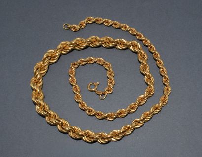 COLLIER maille corde en or jaune 18K (750/°°)...