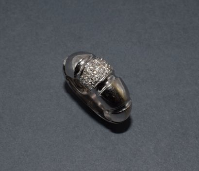 BAGUE JONC en or blanc 18K (750/°°) godronné...