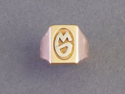 18k two-tone gold signet ring (750/°°), monogrammed...