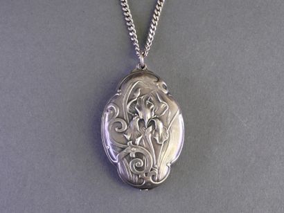 MIROIR PENDENTIF en argent (925/°°) à décor...