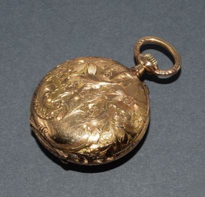 18K yellow gold (750/°°) POCKET WATCH, white...