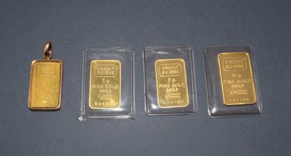 THREE 5-gram gold ingots in blister packs....