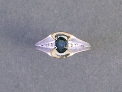 BAGUE CHEVALIERE en or gris 18k (750/°°)...
