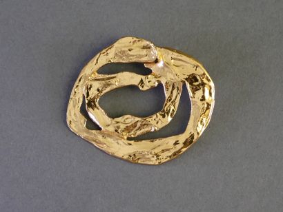 YVES SAINT LAURENT
Modernist brooch in gold-plated...