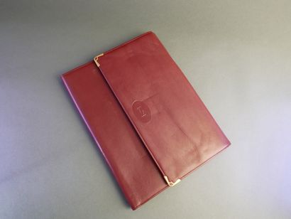 CARTIER
Red leather travel desk set with...