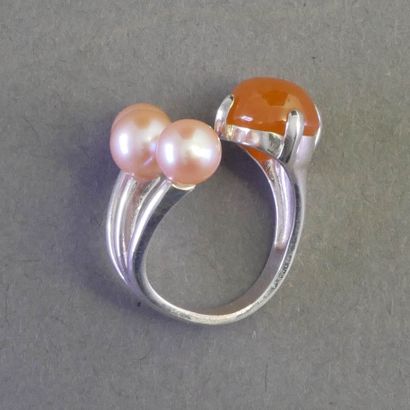 BAGUE en argent (min 800/°°) à la monture...