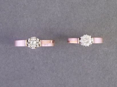 18k rose gold (750/°°) SOLITAIRE RING set...