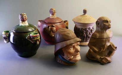 Set of 8 tobacco pots in 1 ashtray:
cast-iron...