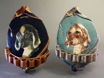 H. MERCIER. Two pipe racks with hunting dog...
