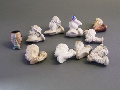 GAMBIER.
Lot of 10 enameled heads:
-no number,...