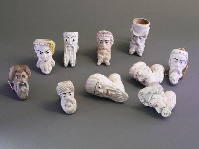GAMBIER.
Lot of 10 enameled heads:
-N°934,...