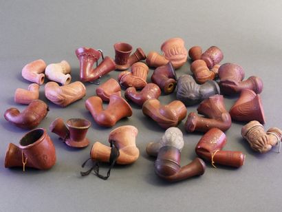 TURKEY.
Lot of 45 red clay pipe stoves with...
