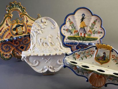 Set of 4 pipe racks:
-3 in Quimper earthenware....