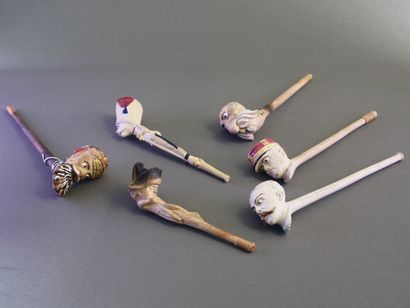 GAMBIER.
Lot of 6 enameled fancies:
-N°1570,...