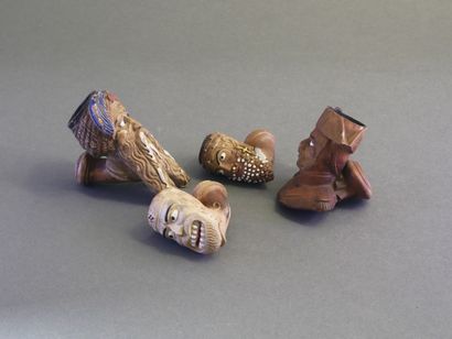 GAMBIER.
Lot of 4 enameled heads:
-no number,...