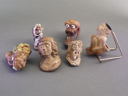 GAMBIER.
Lot of 6 large enameled heads:
-N°800,...