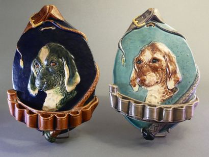 H. MERCIER. Two pipe racks with hunting dog...