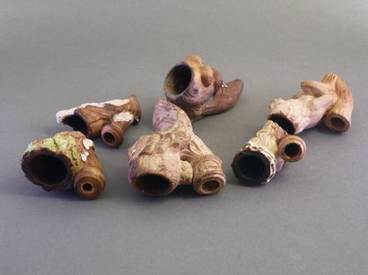 GAMBIER.
Lot of 6 large enameled heads:
-N°800,...
