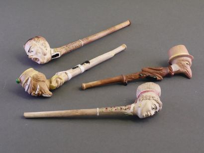 GAMBIER.
Lot of 4 enameled fancies:
-N°1281,...