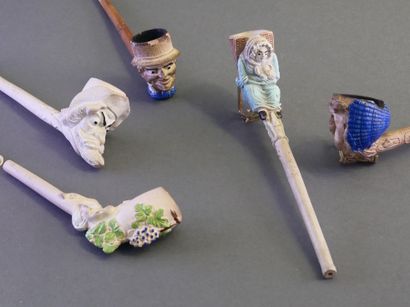 GAMBIER.
Lot of 5 enameled fancies:
-N°1393,...