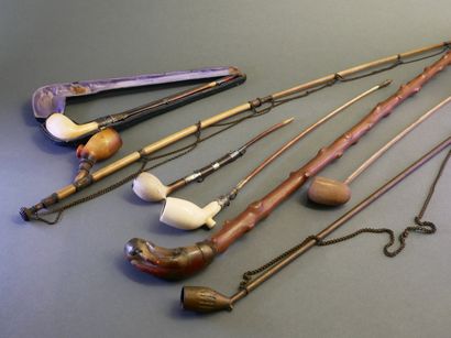 Lot including:
-5 meerschaum and bone hearth...