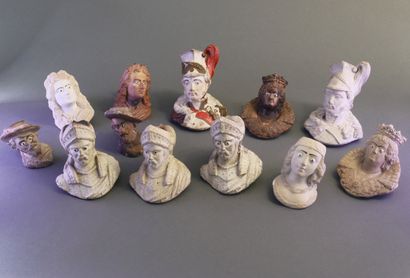 GAMBIER.
Lot of 12 large enameled heads:
-2...