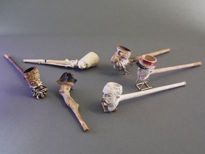 GAMBIER.
Lot of 6 enameled fancies:
-N°1570,...