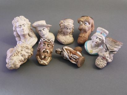 GAMBIER.
Lot of 8 large enameled heads:
-without...