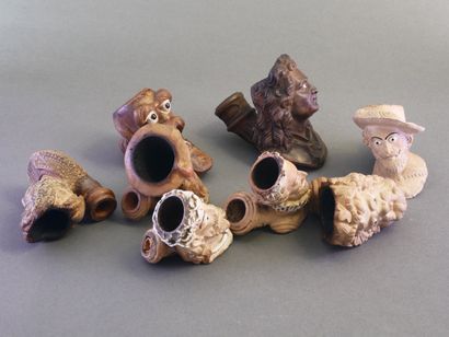 GAMBIER.
Lot of 8 large enameled heads:
-without...