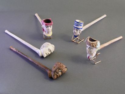 GAMBIER.
Lot of 5 enameled fancies:
-N°1411,...