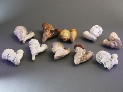 GAMBIER.
Lot of 10 enameled heads:
-N°866,...