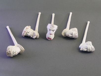 GAMBIER.
Lot of 5 enameled fancies:
-N°1151,...
