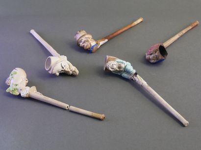 GAMBIER.
Lot of 5 enameled fancies:
-N°1393,...