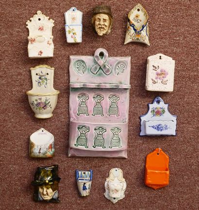 Set of 45 porcelain and earthenware wall-mounted...