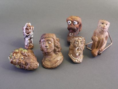 GAMBIER.
Lot of 6 large enameled heads:
-N°800,...